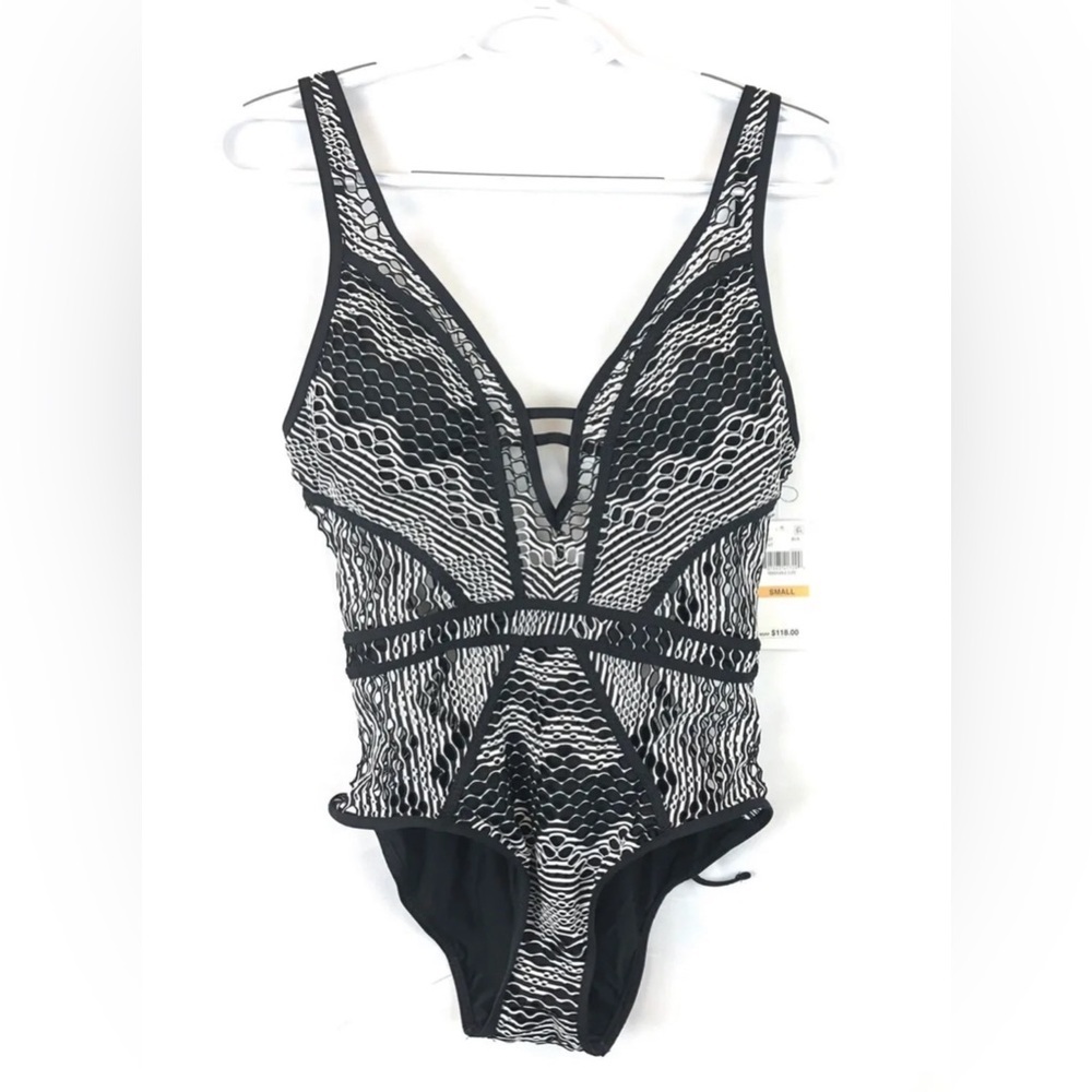 Becca by Rebecca Virtue Women’s Black Show and Tell One Piece Swimsuit, Small